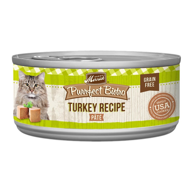Merrick Purrfect Bistro Grain Free Premium Soft Canned Pate Adult Wet Cat Food, High Protein Turkey Recipe - (Pack of 24) 3 oz. Cans - Image 1